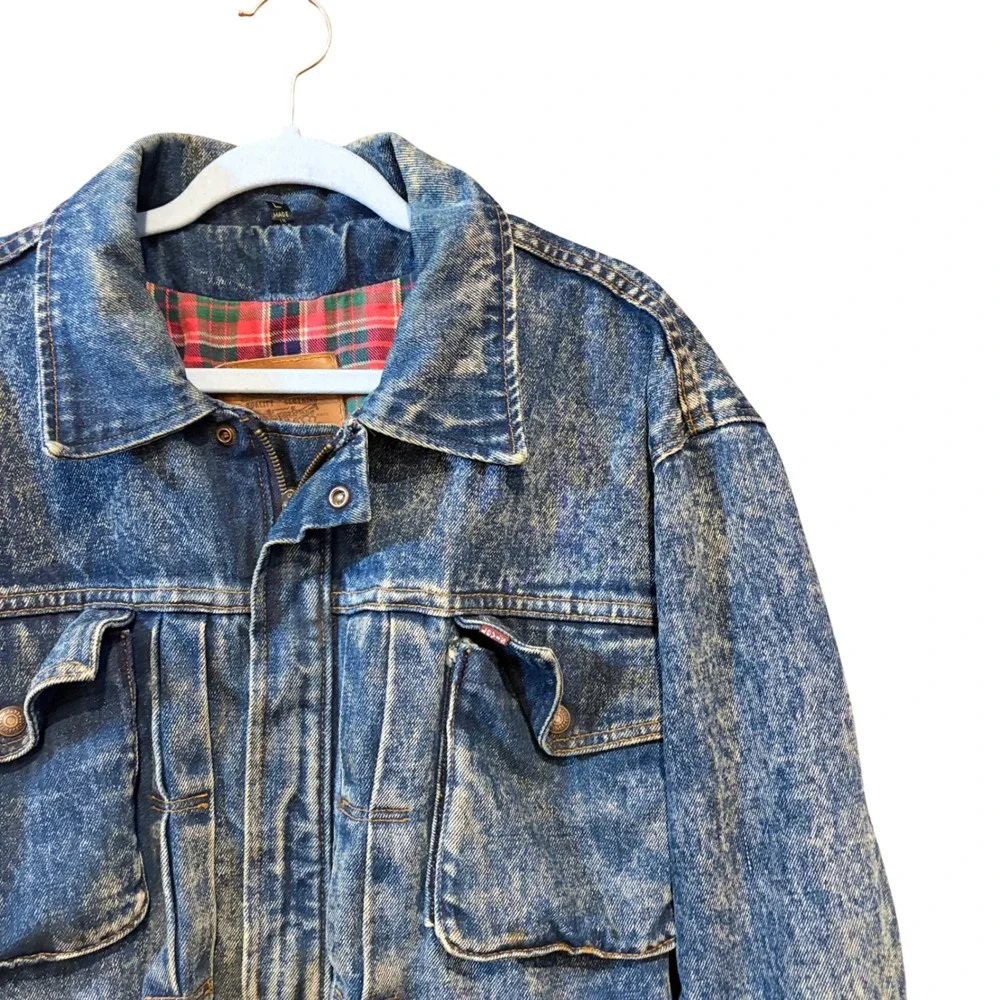 Vintage Levis Acid Wash 80'sFlannel Lined Denim Jacket Mens Large Made in USA